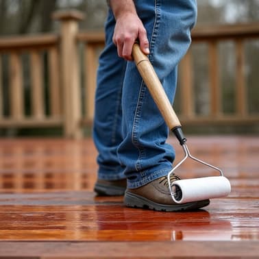 professional application of oil-based deck stain for restoration
