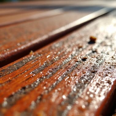damaged deck with peeling water based sealer in alabama climate