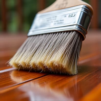 A freshly stained deck highlighting professional detailing