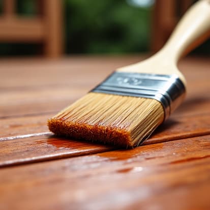 Deck Staining Thorough Application with Brushes and Rollers