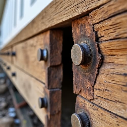 Deck ledger board separating from house