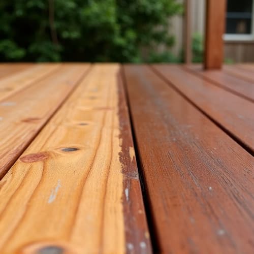 Beautifully restored deck after high-quality stain application