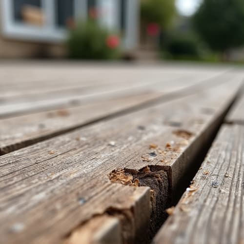 worn deck boards and signs of structural failure in Hoover