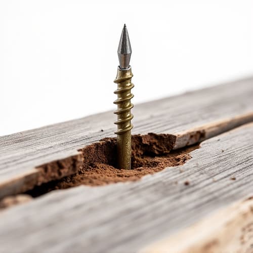 Screwdriver test showing deep wood rot in deck beam