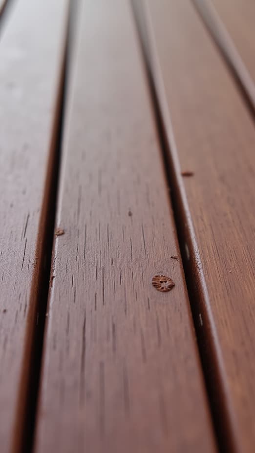 A beautifully solid color stained wood deck after restoration, with vibrant opaque finish.