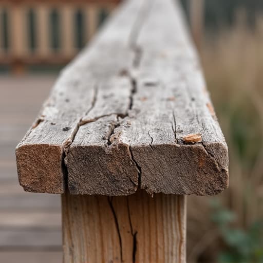 Deck with signs of structural failure requiring inspection