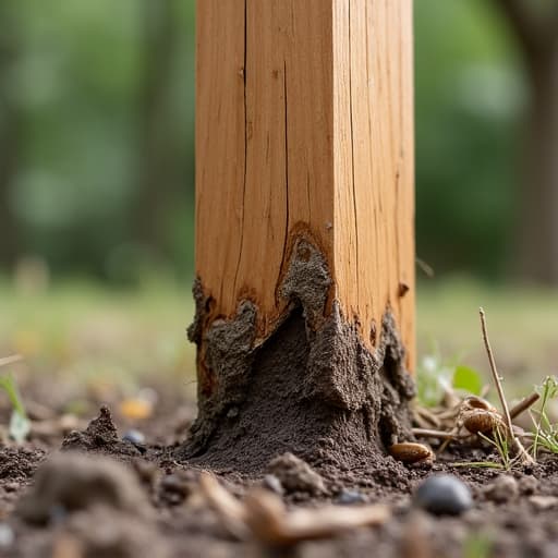 homeowner inspecting rotted deck post signs at ground level for structural failure
