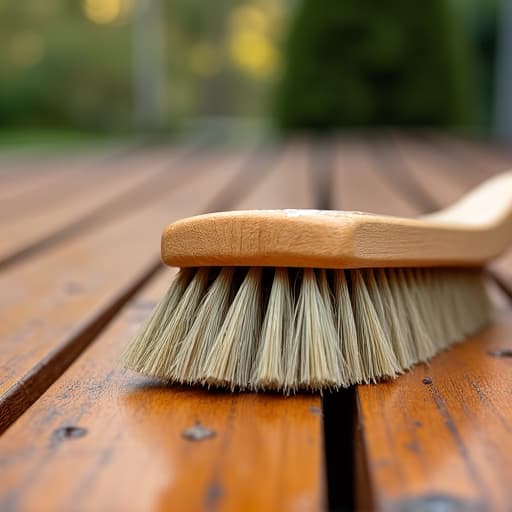 Deck sealing specialist applying waterproof deck coating