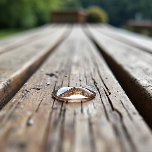 Deck stained wood surface with water beading on it showcasing effective sealing