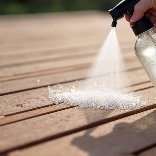 Deck being chemically stripped by a professional