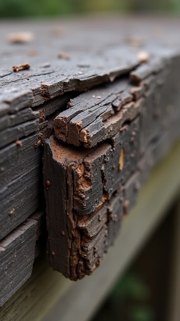 Deck with structural wood rot in Cahaba Heights, in need of professional repair