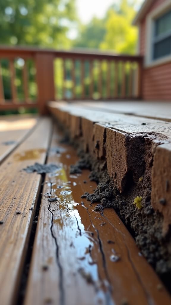homeowner inspecting damaged deck with structural issues in Vestavia Hills, AL