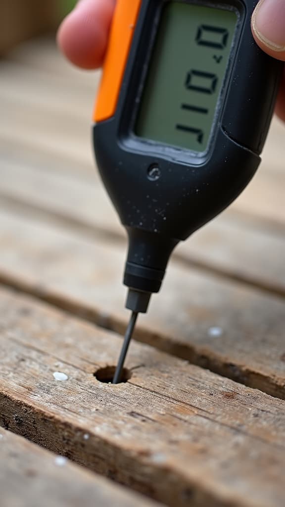 technician brushing stain on wooden deck