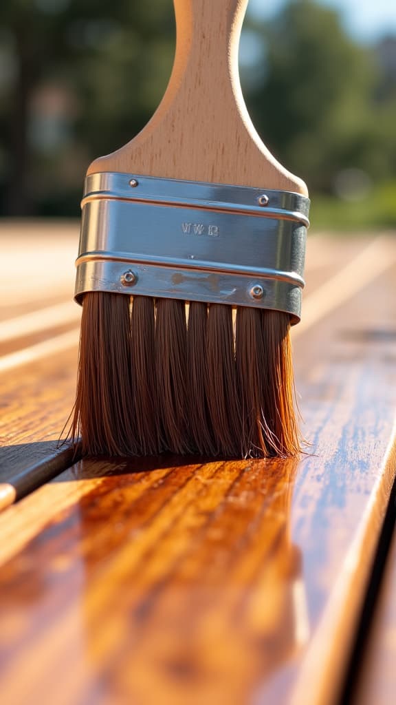 expert deck staining specialist carefully applying stain on a wooden deck in Chelsea, AL